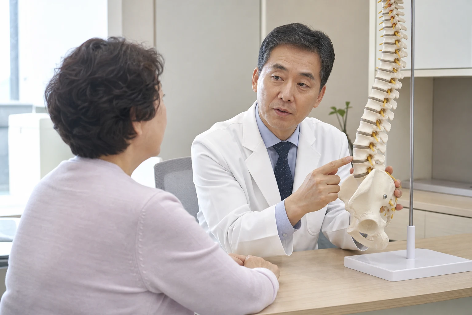 노인 척추관협착증 치료 관련 치료 과정과 일상 관리 장면
